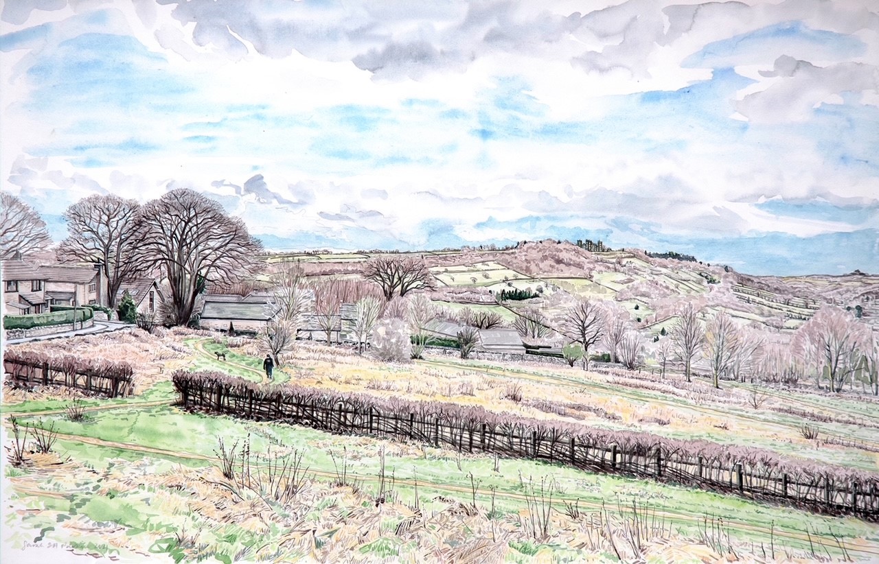Scrubland, Pingle view to Riber from the tump - Sarah Parkin 